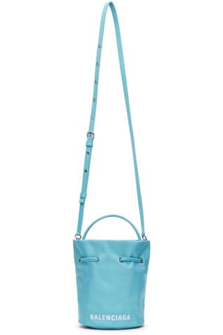 발렌시아가 버킷백 엑스스몰 Balenciaga Blue XS Drawstring Wheel Bucket Bag,Azur/White