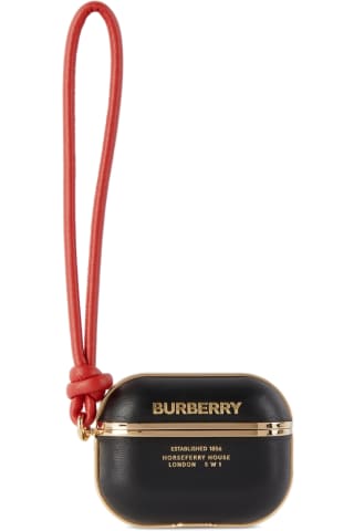 버버리 에어팟 프로 케이스 Burberry Black &amp; Red Lambskin Airpods Pro Case