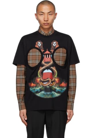 Burberry Black Cut-Out Mermaid Print T-Shirt
