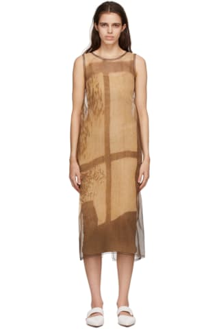 Fendi Brown & Beige Silk Tank Dress