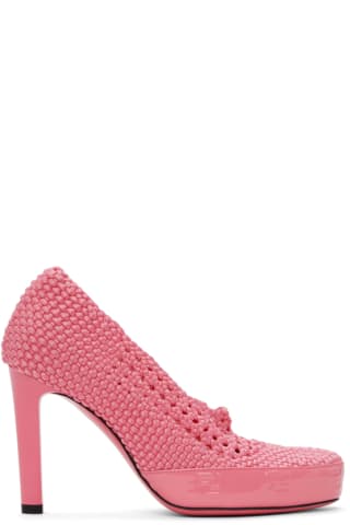 Fendi Pink Knit Stretch Heels