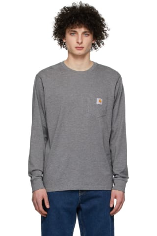칼하트WIP Carhartt WIP Grey Cotton T-Shirt,Dark Grey heather