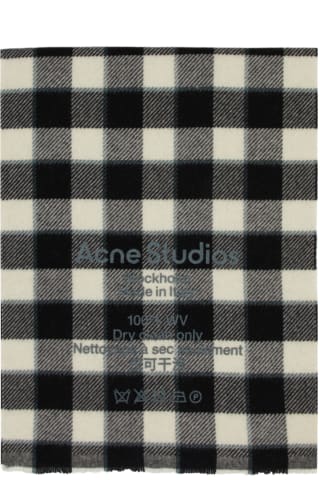 아크네 스튜디오 체크 울 머플러 내로우Acne Studios Black &amp; White Wool Check Narrow Scarf,Grey/Black/White