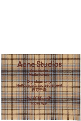 아크네 스튜디오 Acne Studios Beige & Brown Wool Tartan Scarf,Oat Beige/Brown