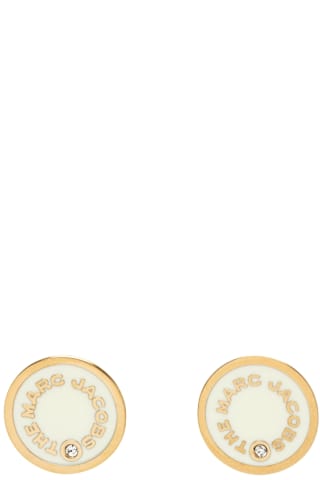 Marc Jacobs Gold & Off-White The Medallion Stud Earrings