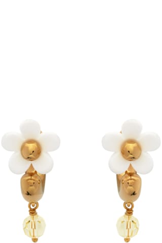 Marc Jacobs White & Gold The Daisy Mini Hoop Earrings