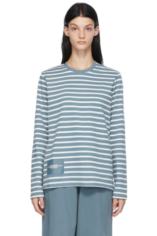 Marc Jacobs Blue & White The Striped T-Shirt Long Sleeve T-Shirt