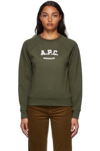 아페쎄 A.P.C. Green Lidye Logo Sweatshirt,Military khaki