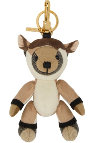 Burberry Beige Thomas Bear In Deer Costume Keychain