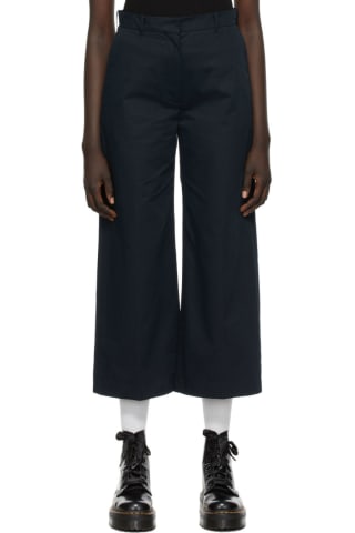 Kenzo Navy Cropped Flared Trousers