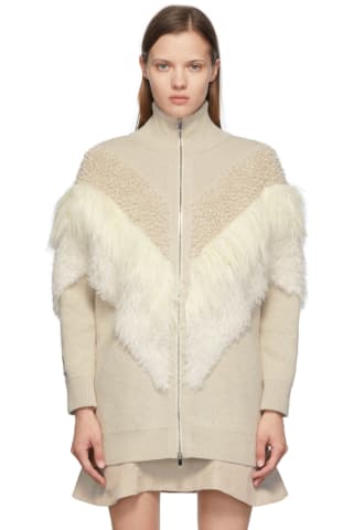 Stella McCartney Beige Knit Fur Free Fur Cardigan
