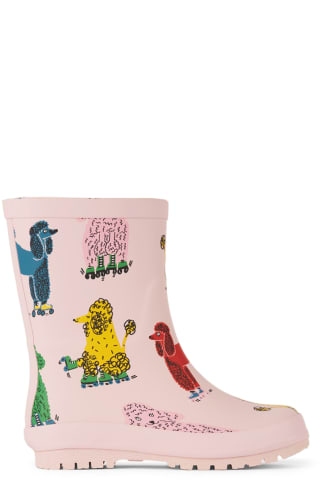 Stella McCartney Kids Pink Doodle Poodles Waterproof Rain Boots