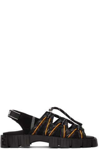Black & Yellow Fendi Force Sandals