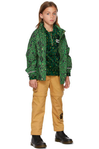 미니로디니 키즈 맨투맨 Mini Rodini Kids Green Leopard Velour Sweatshirt,Green