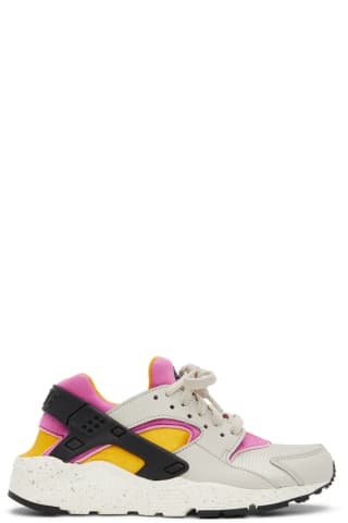 나이키 키즈 스니커즈 Nike Kids Grey &amp; Pink Huarache Run Big Kids Sneakers,Light bone/Lethal Pink 