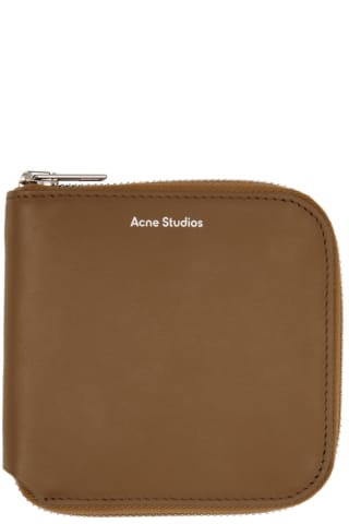 아크네 스튜디오 Acne Studios Brown Compact Zip Wallet,Camel Brown