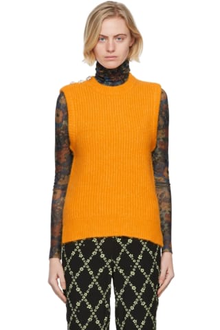 Ganni Orange Soft Wool Vest,Bright marigold