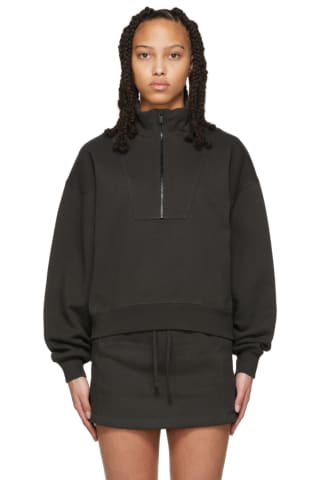 피오갓 에센셜 집업 맨투맨 Essentials Black 1/2 Zip Pullover Sweatshirt,Iron