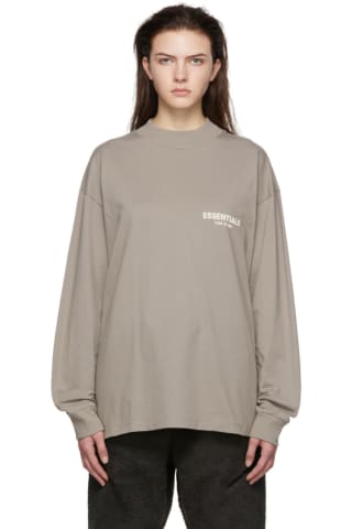 피어오프갓 에센셜 우먼 티셔츠 (20220429 드랍) Essentials Taupe Cotton T-Shirt,Desert Taupe