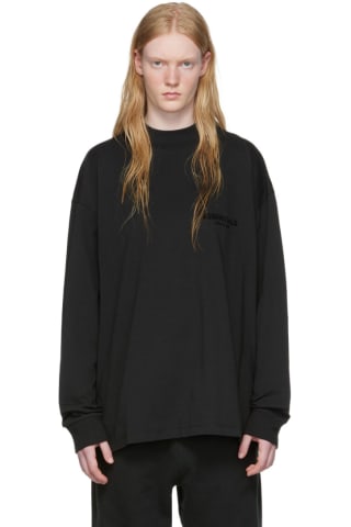 Essentials Black Cotton Long Sleeve T-Shirt,Stretch limo