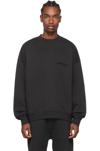 피어오브갓 에센셜 맨투맨 Essentials Black Crewneck Sweatshirt,Stretch limo