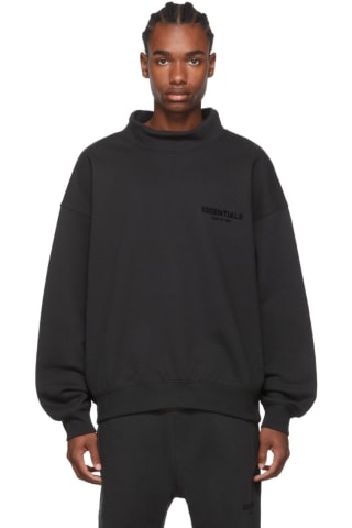 피어오브갓 에센셜 맨투맨 Essentials Black Mock Neck Sweatshirt,Stretch limo