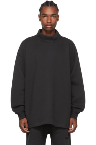 피어오브갓 에센셜 맨투맨 Essentials Black Relaxed Mock Neck Sweatshirt,Stretch limo