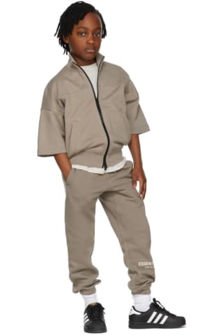 피어오브갓 에센셜 Essentials Kids Taupe Short Sleeve Zip Sweatshirt,Desert Taupe