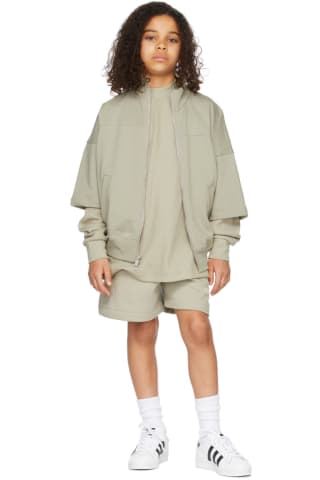 피어오브갓 에센셜 키즈 티셔츠 Essentials Kids Green Waffle Mock Neck Long Sleeve T-Shirt,Seafoam Size: child
