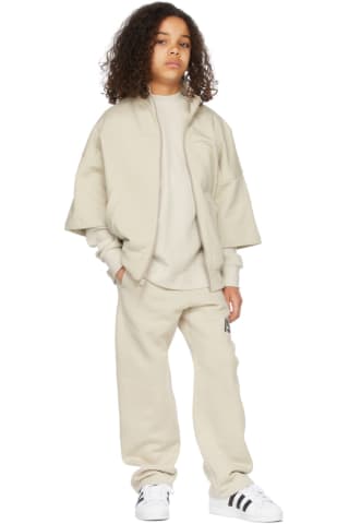 피어오브갓 에센셜 키즈 E 티셔츠 Essentials Kids Beige Waffle Mock Neck Long Sleeve T-Shirt,Wheat Size: child