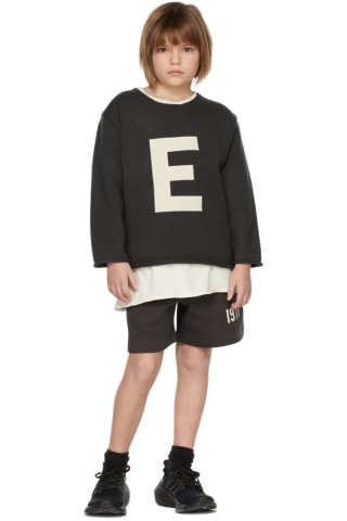 피어오브갓 에센셜 키즈 Essentials Kids Black Knit Big E Sweater,Iron Size: child