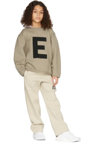 피어오브갓 에센셜 키즈 Essentials Kids Beige Big E Sweater,Wheat Size: child