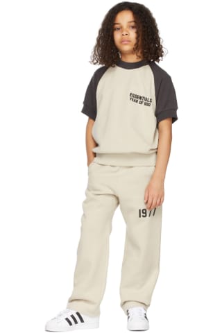 피어오브갓 에센셜 키즈 반팔티 Essentials Kids Beige Colorblock Short Sleeve Sweatshirt,Wheat Size: child