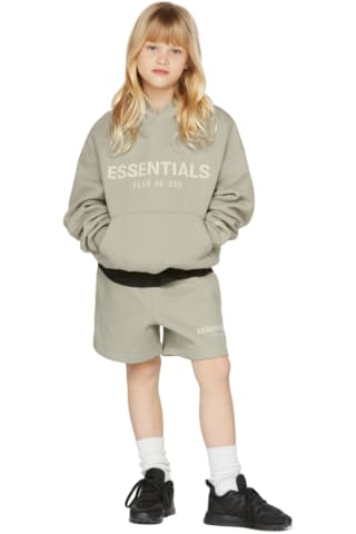 피어오브갓 에센셜 키즈 Essentials Kids Green Fleece Logo Shorts,Seafoam Size: child