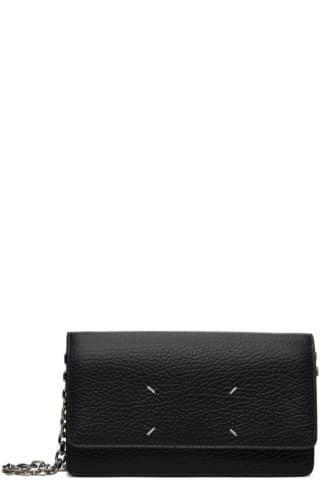 메종 마르지엘라 지갑 라지 (크로스백 겸용, 체인) Maison Margiela Black Leather Large Chain Wallet Bag