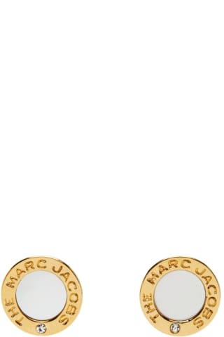 Marc Jacobs Gold The Medallion Mother Of Pearl Stud Earrings