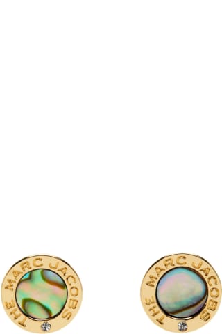 Marc Jacobs Gold The Medallion Abalone Stud Earrings