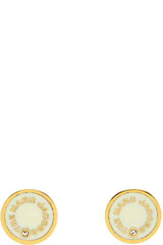 Marc Jacobs Gold & Off-White The Medallion Stud Earrings
