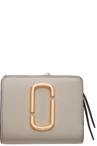 Marc Jacobs Grey & Off-White Mini The Snapshot Compact Wallet