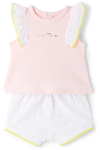 Marc Jacobs Baby Pink & White Tank Top & Shorts Set