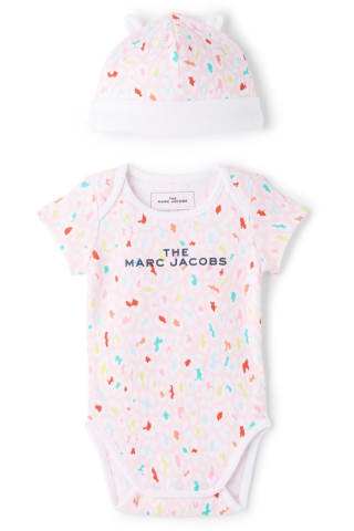 Marc Jacobs Baby Pink Leopard Bodysuit & Beanie Set