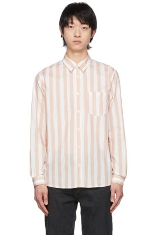 아페쎄 A.P.C. White & Beige Stripe Matthieu Shirt,Rose poudre