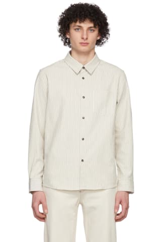 아페쎄 A.P.C. White & Black Stripe Victor Shirt,Ecru