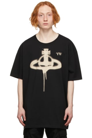 비비안 웨스트우드 반팔티 Vivienne Westwood Black Spray Orb Classic T-Shirt