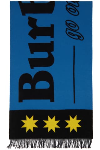 버버리 스카프 Burberry Blue Jacquard Logo Scarf,Mid Blue