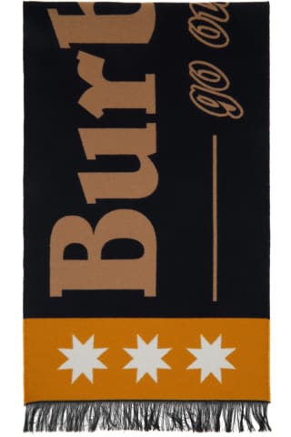버버리 스카프 Burberry Navy Jacquard Logo Scarf,Navy Blue