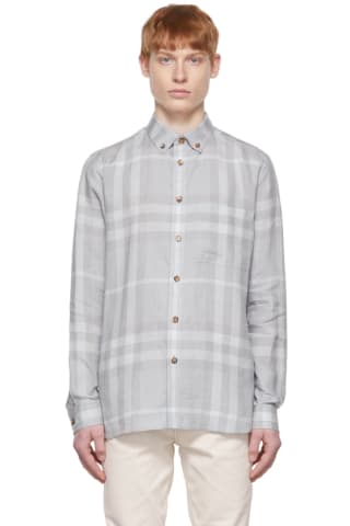 Burberry Grey Linen Long Sleeve Shirt