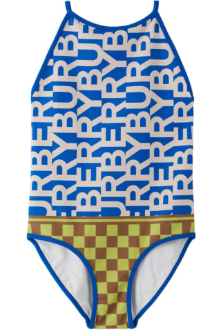 Burberry Kids Blue Logo Swimsuit