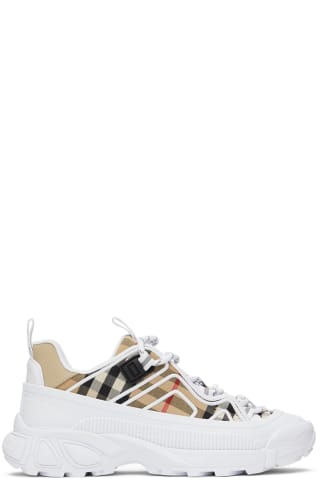Burberry Kids Beige & White Vintage Check Sneakers