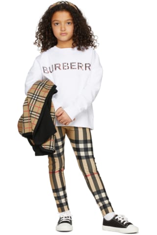 버버리 Burberry Kids White Embroidered Logo Sweatshirt,White 버버리 Burberry Size: child